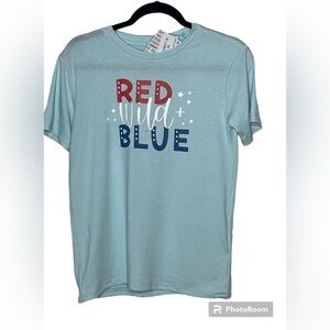 NWT LulaRoe Red Wild t Blue T-shirt Sz 10